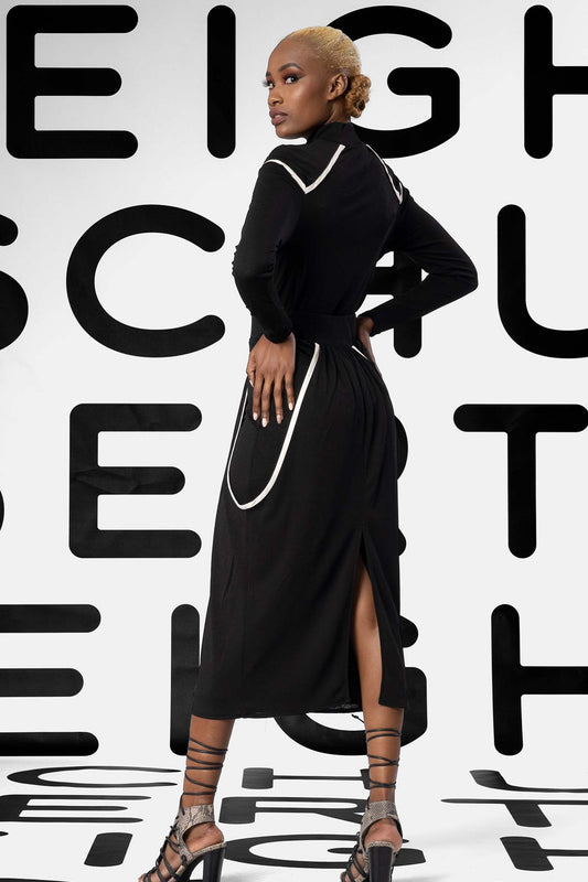 SYDNEY Black Ivory Piping Skirts Leigh Schubert