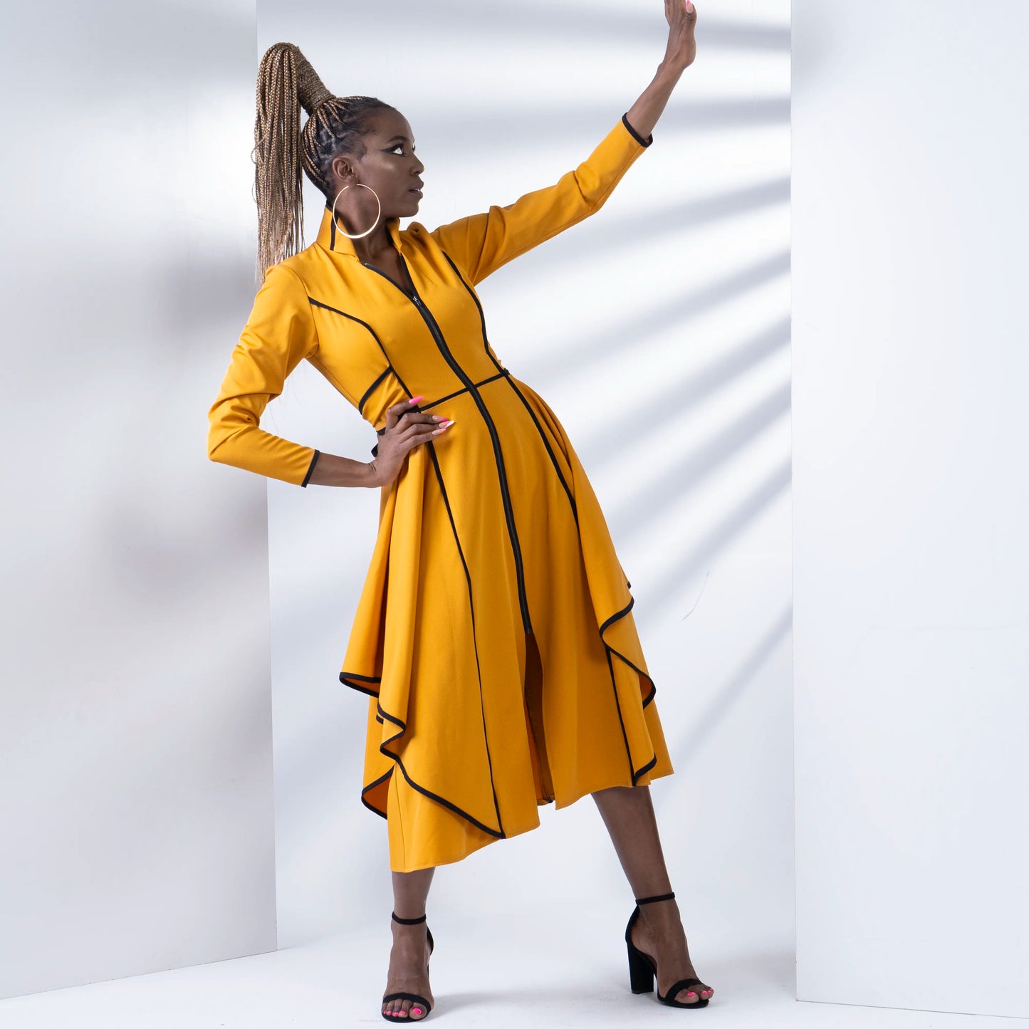 EXCELLA Black with Ivory Coat Dresses Leigh Schubert