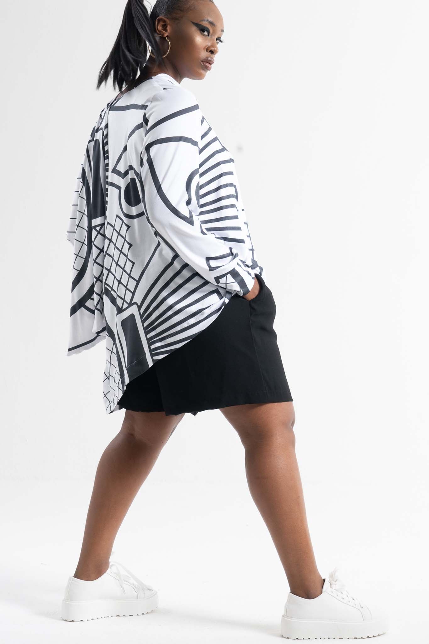 LIMA Black Beige Print Linen