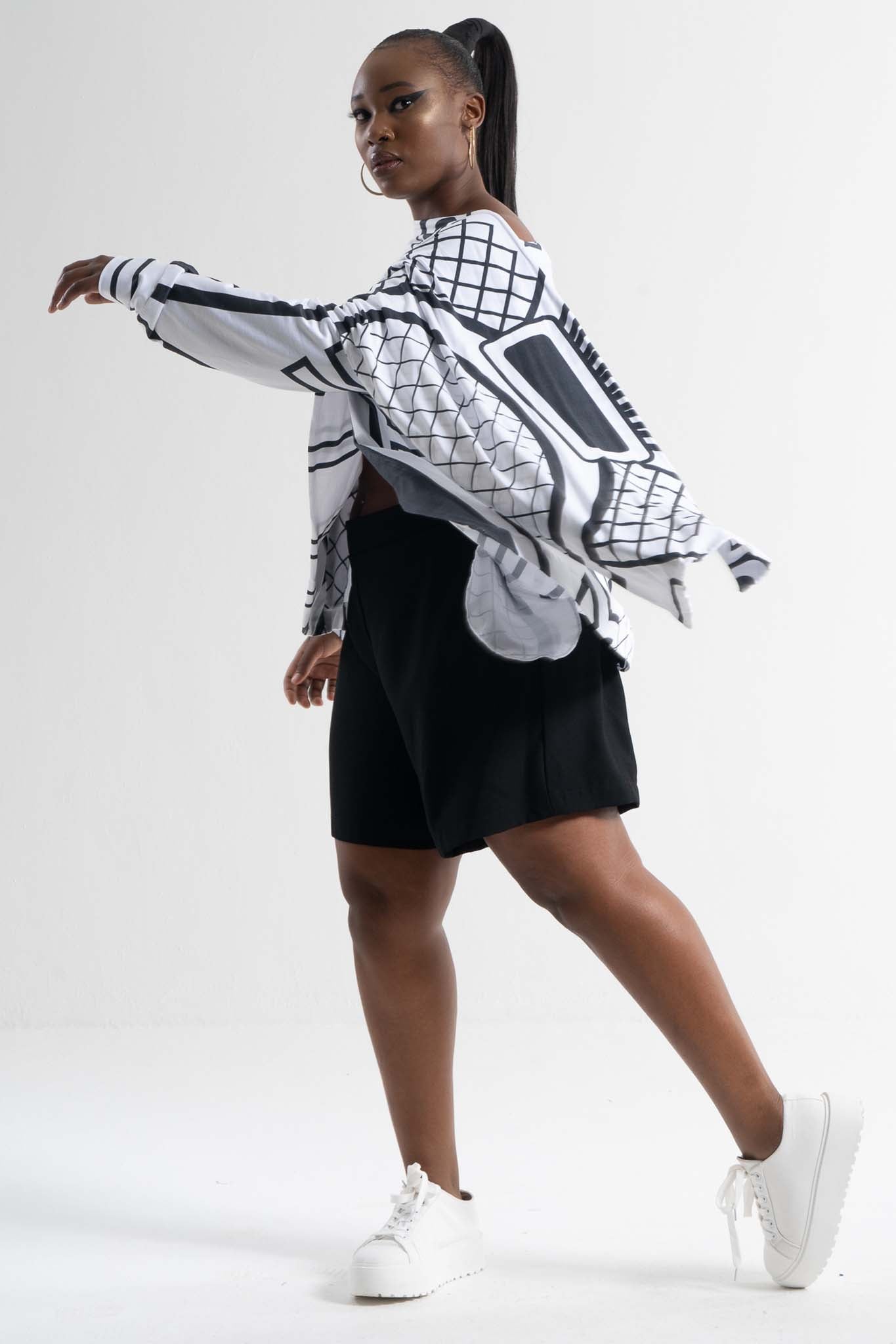 LIMA Black Beige Print Linen