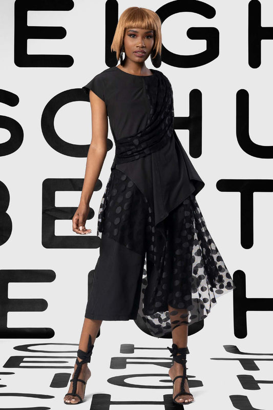 DAVIDSON Black Polka Mesh Outfit Sets Leigh Schubert