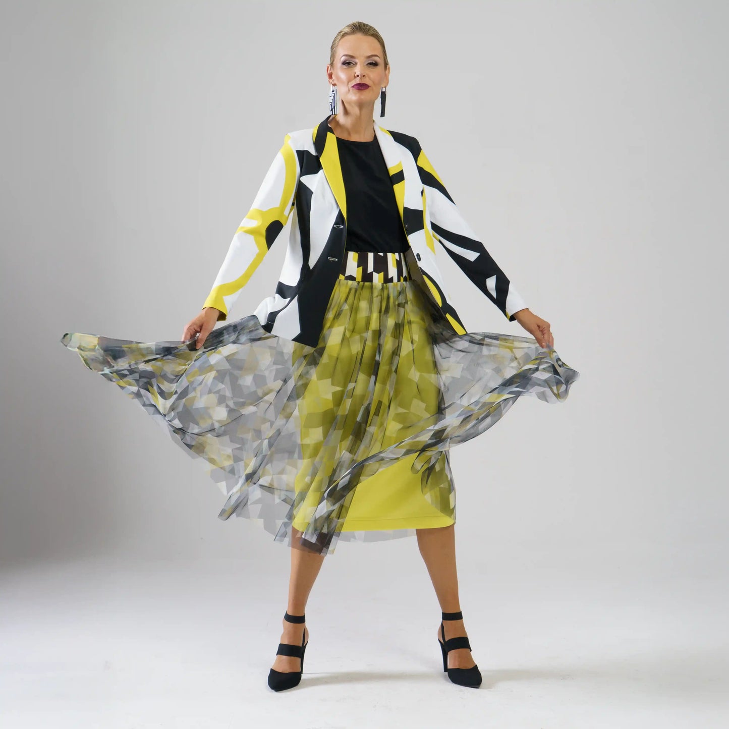 FENNELLA Citroen black grey print Skirts Leigh Schubert