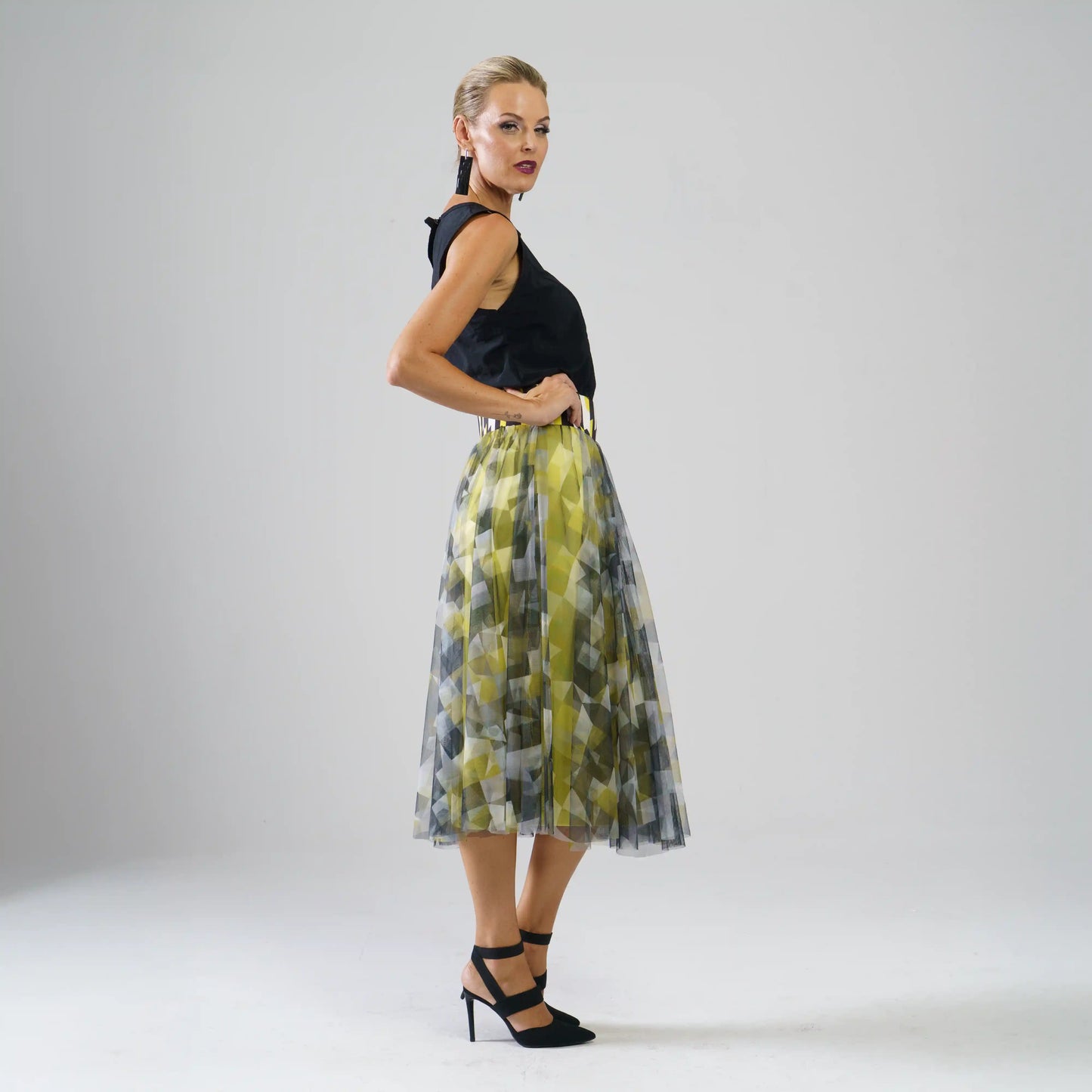 FENNELLA Citroen black grey print Skirts Leigh Schubert