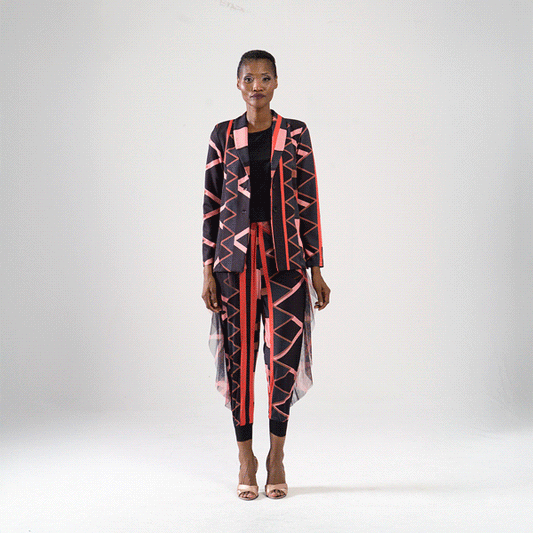 BOND Jayden Navy Print Coats & Jackets Leigh Schubert