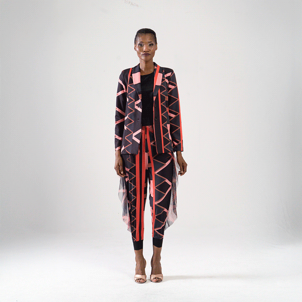 MANTAH Jayden Navy Print Pants Leigh Schubert