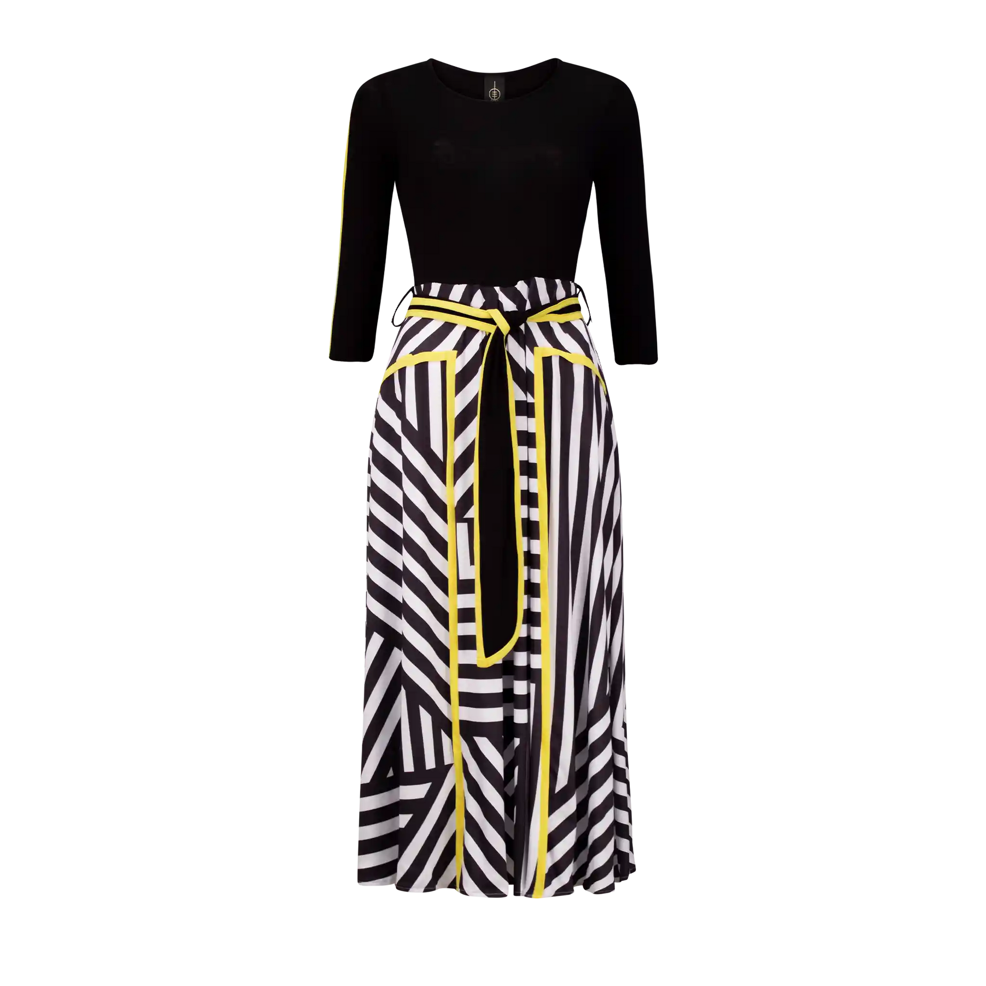 EXPLORER Black Haphazard Yellow Dresses Leigh Schubert