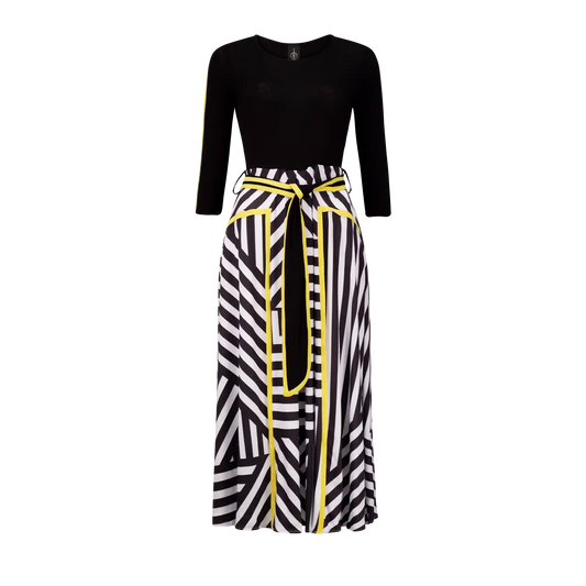 EXPLORER Black Haphazard Yellow Dresses Leigh Schubert
