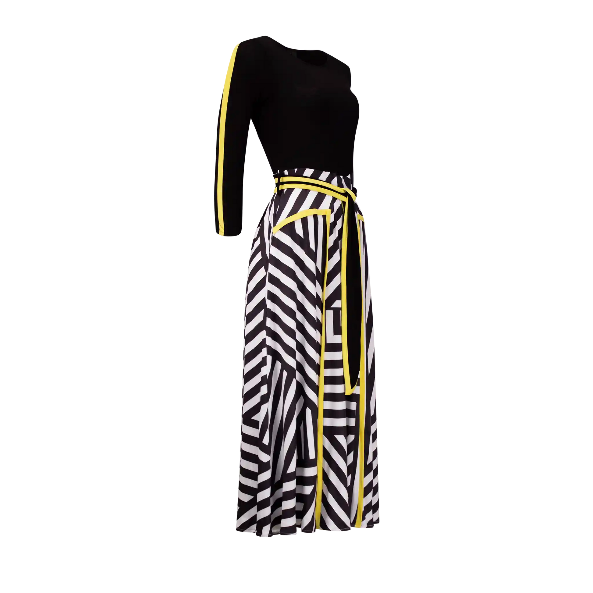 EXPLORER Black Haphazard Yellow Dresses Leigh Schubert