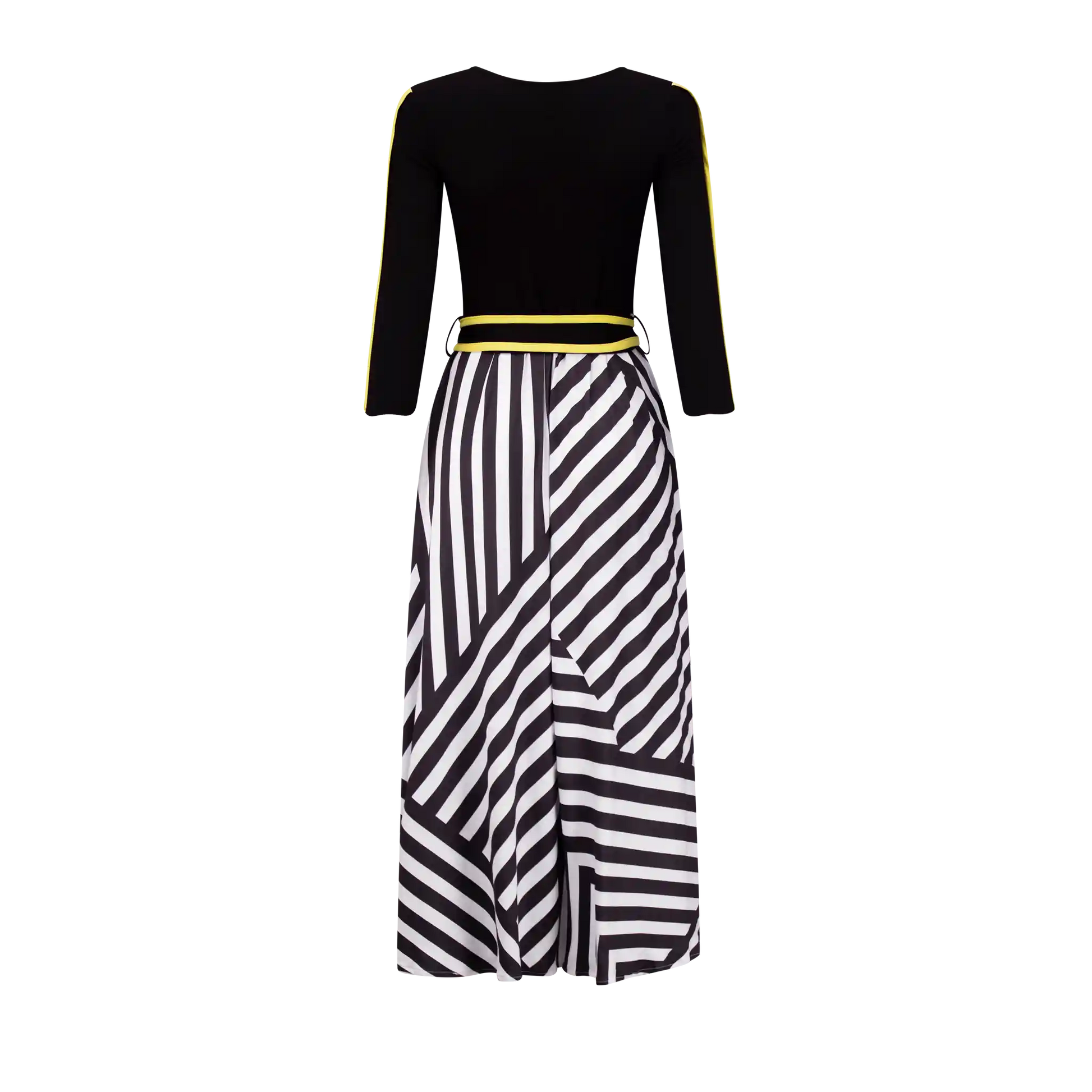 EXPLORER Black Haphazard Yellow Dresses Leigh Schubert