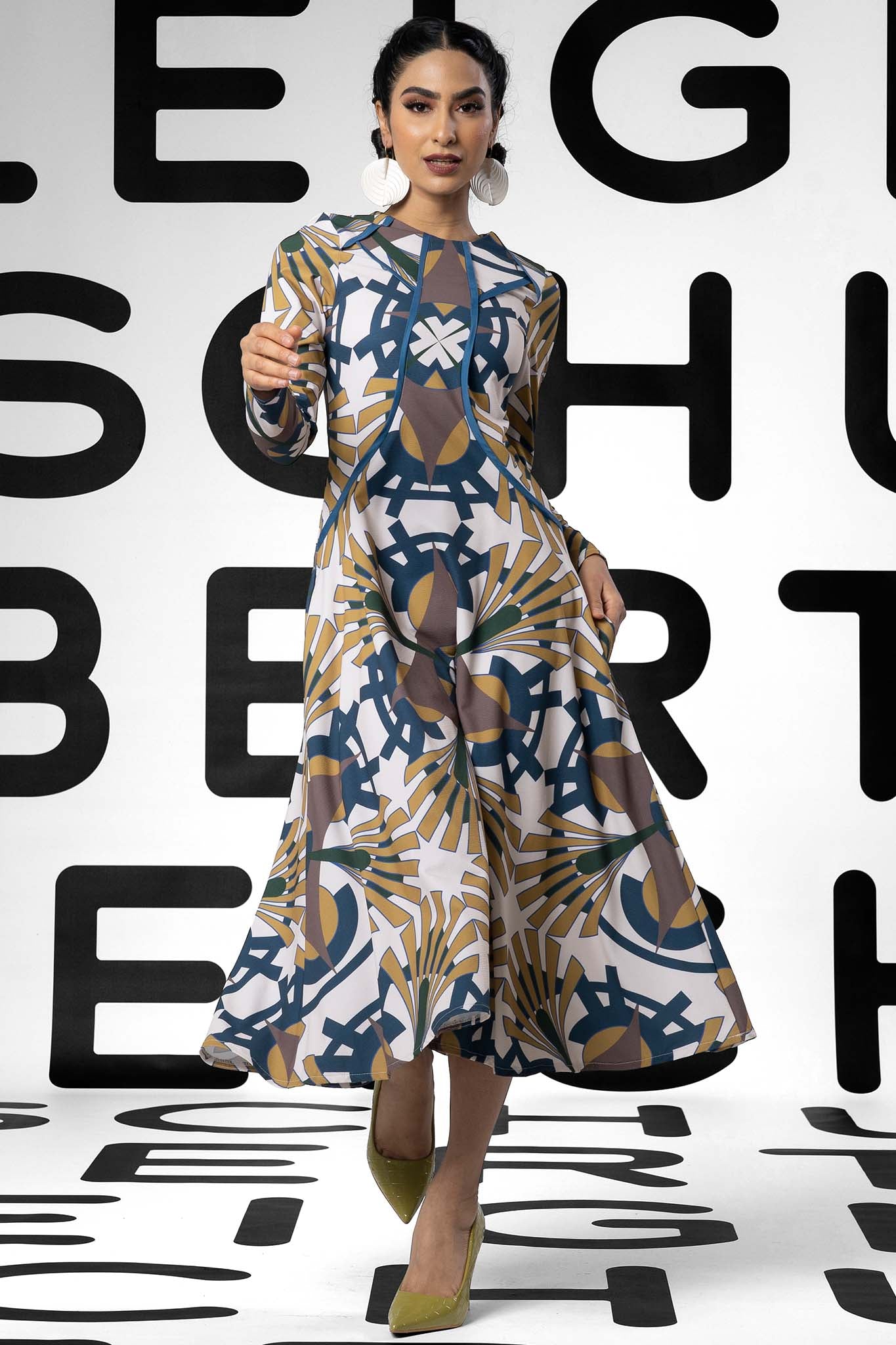 JOIY Blues Medal Print Dresses Leigh Schubert