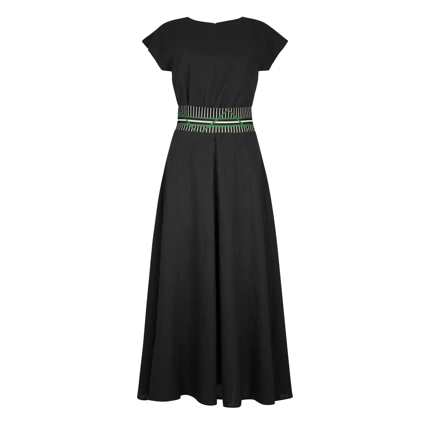 MURPHY Black Solid with Printed emerald detail elastic