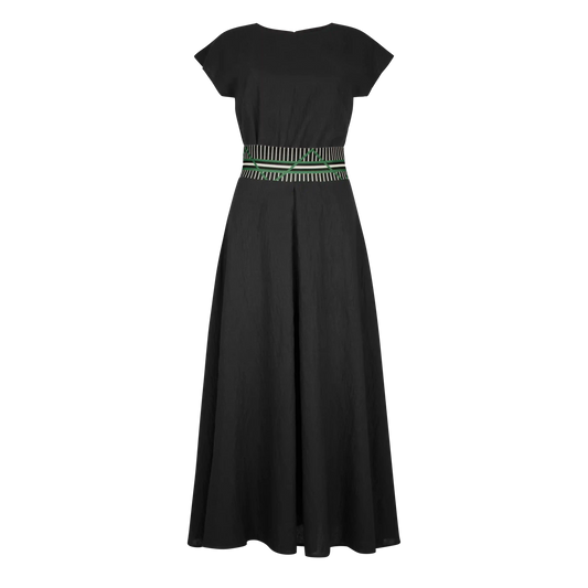 MURPHY Black Solid with Printed emerald detail elastic Outfit Sets Leigh Schubert