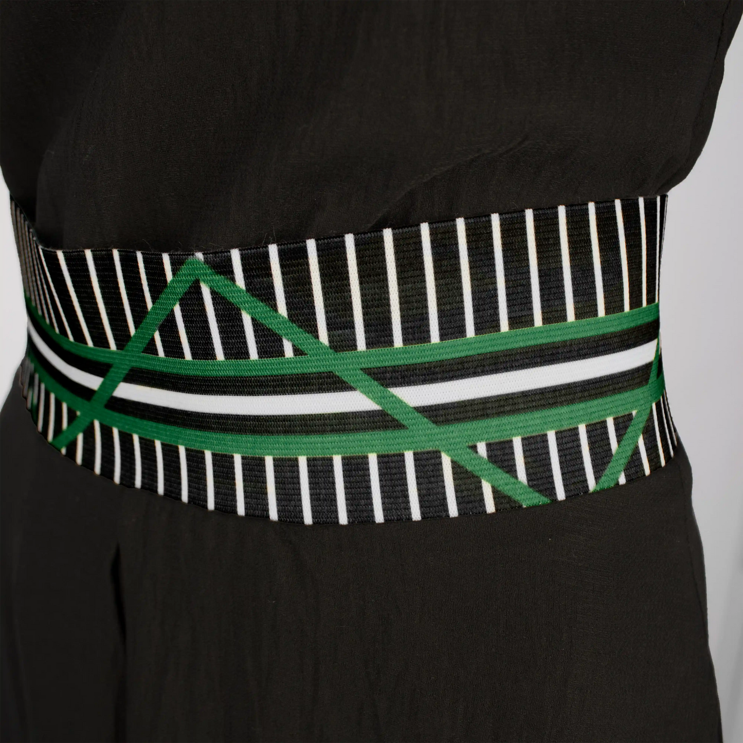 MURPHY Black Solid with Printed emerald detail elastic