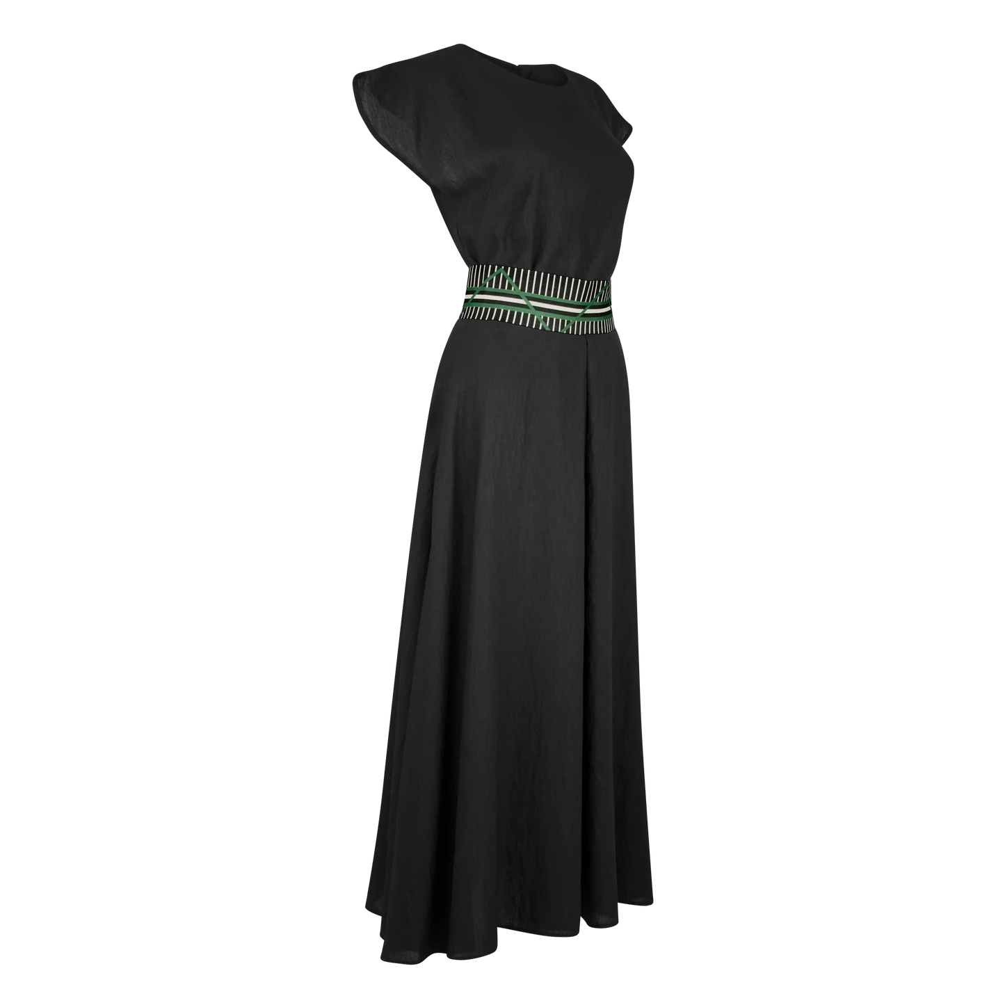 MURPHY Black Solid with Printed emerald detail elastic