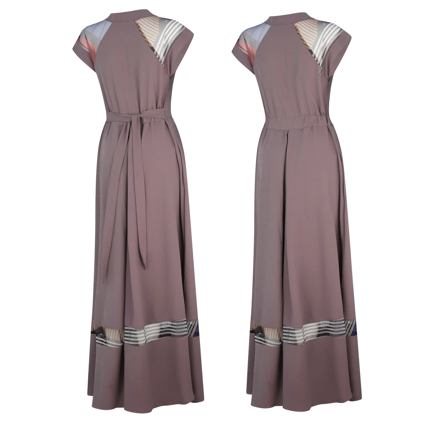 SIA Mocha w Multi Print insets Dresses Leigh Schubert