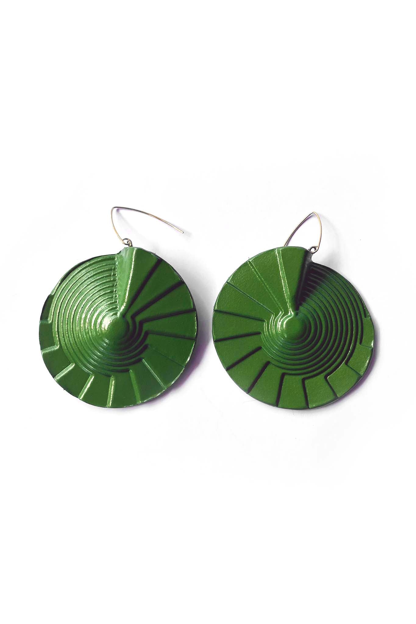 Leigh Schubert Spiral Earrings Green.