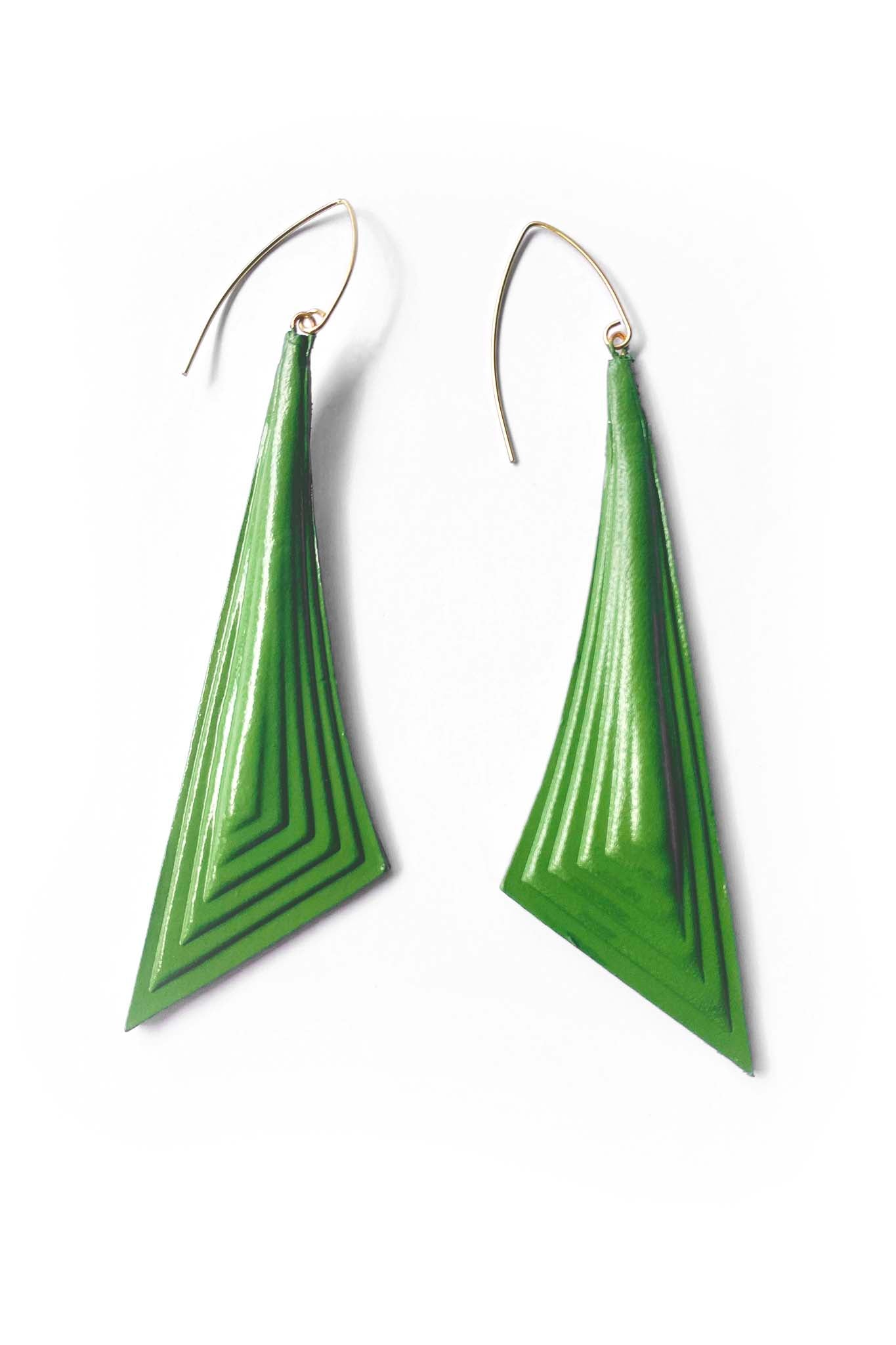 Triangle Earrings Green Accessories Clarisse Design