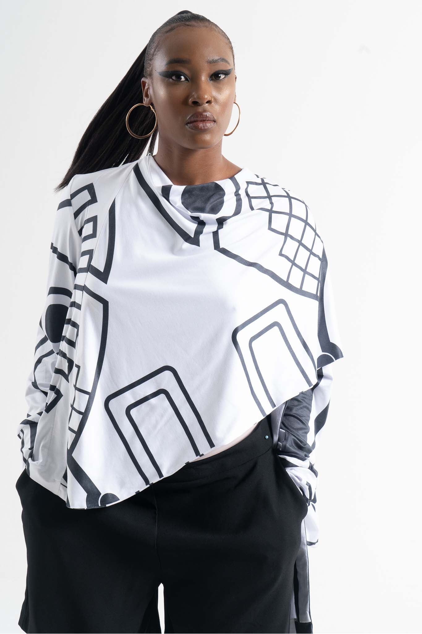 ARAPAHO Black Multi Print Shirts & Tops Leigh Schubert