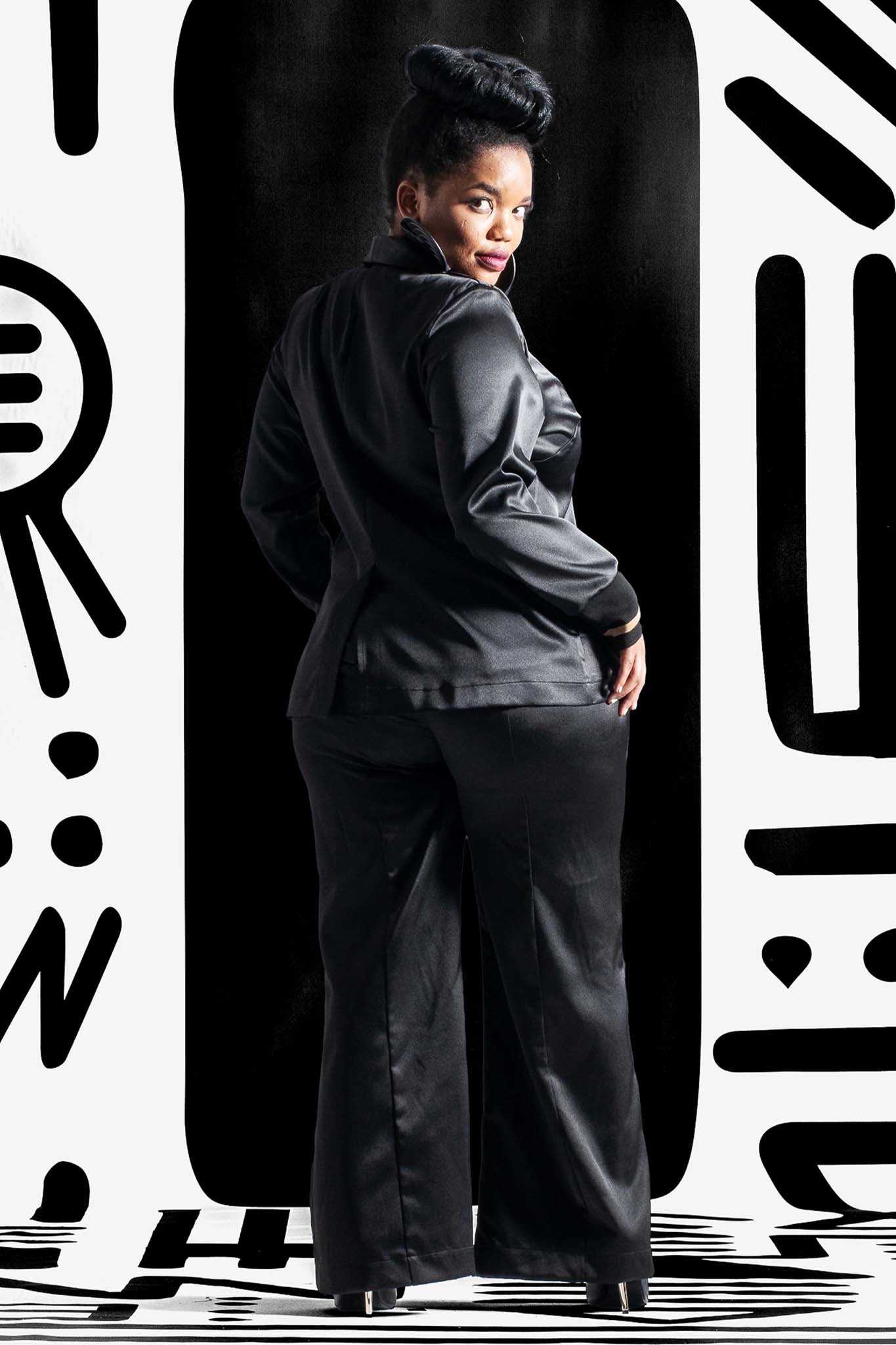BERCILE Black sateen Coats & Jackets Leigh Schubert