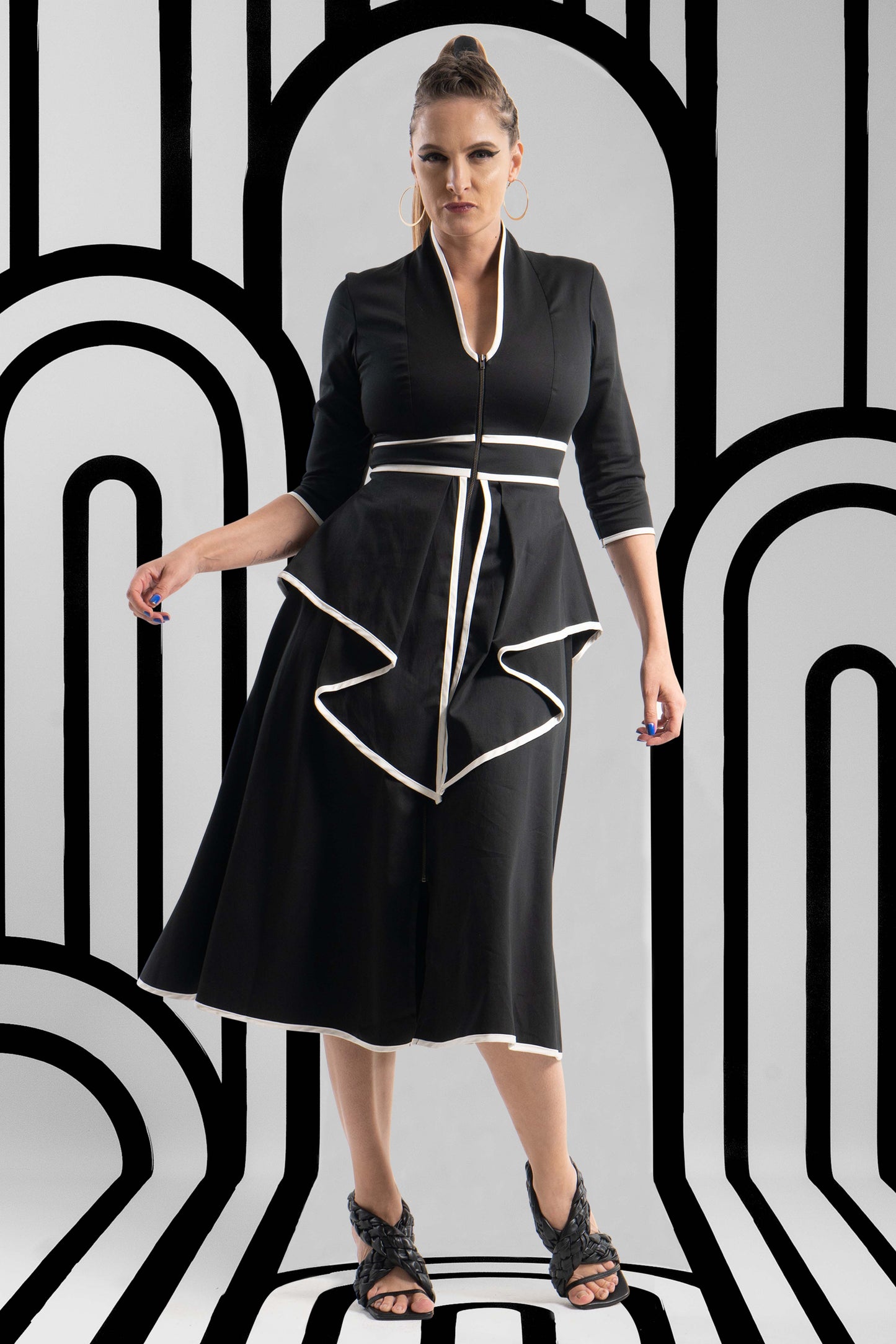 NICOLE Black Ivory Coat Dresses Leigh Schubert