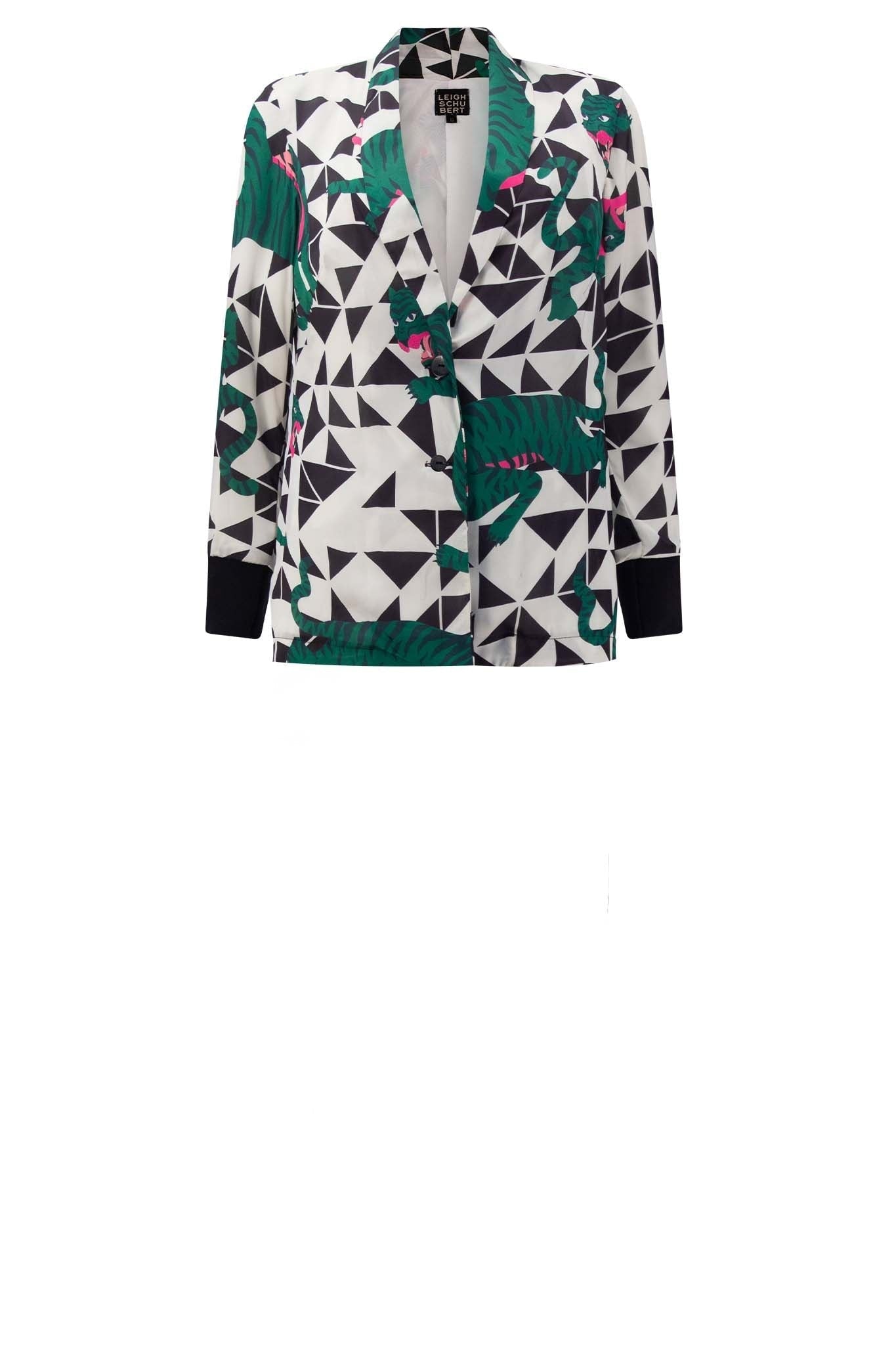BEKKLES Jacket Geo Print Emerald Tiger Coats & Jackets Leigh Schubert