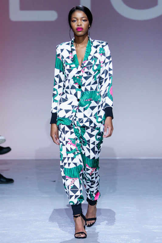 BEKKLES Jacket Geo Print Emerald Tiger Coats & Jackets Leigh Schubert