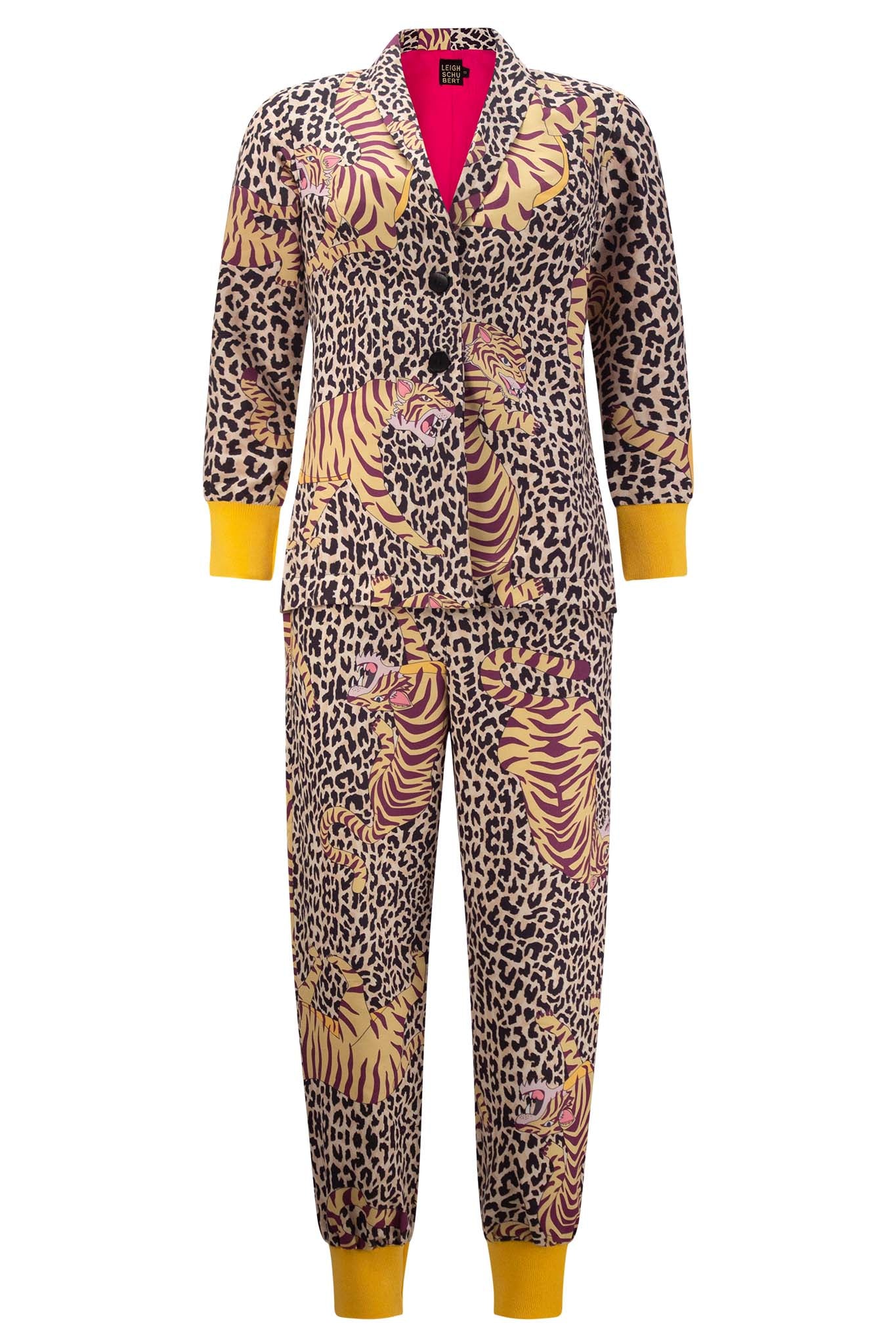 Leigh Schubert BONGLES Pants Leopard Tiger Print.
