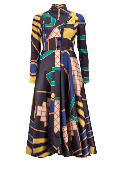 MANHATTAN Black Multi Octave Print Coat Dresses Leigh Schubert