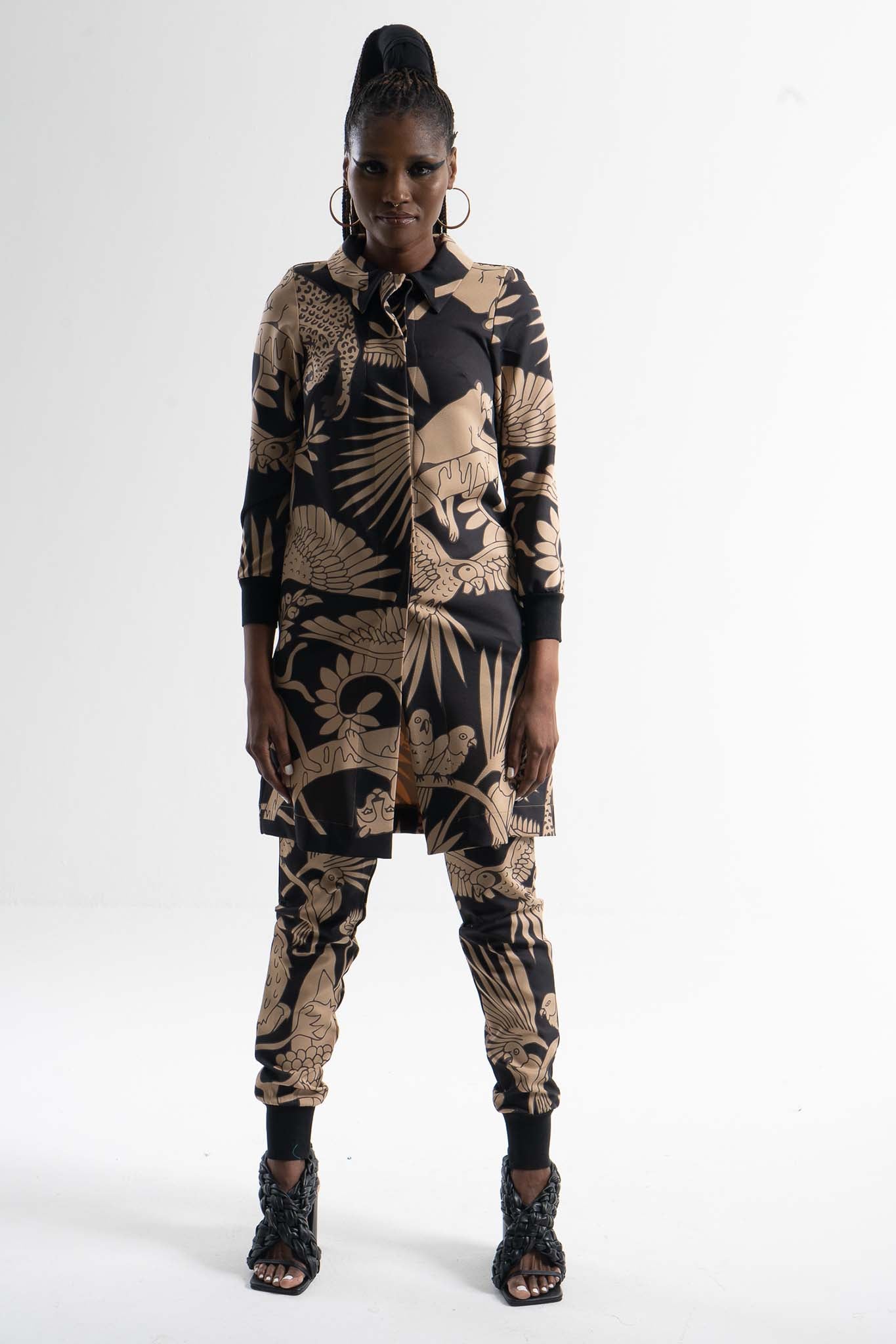 SHAKA Wild Print Camel Black Coats & Jackets Leigh Schubert