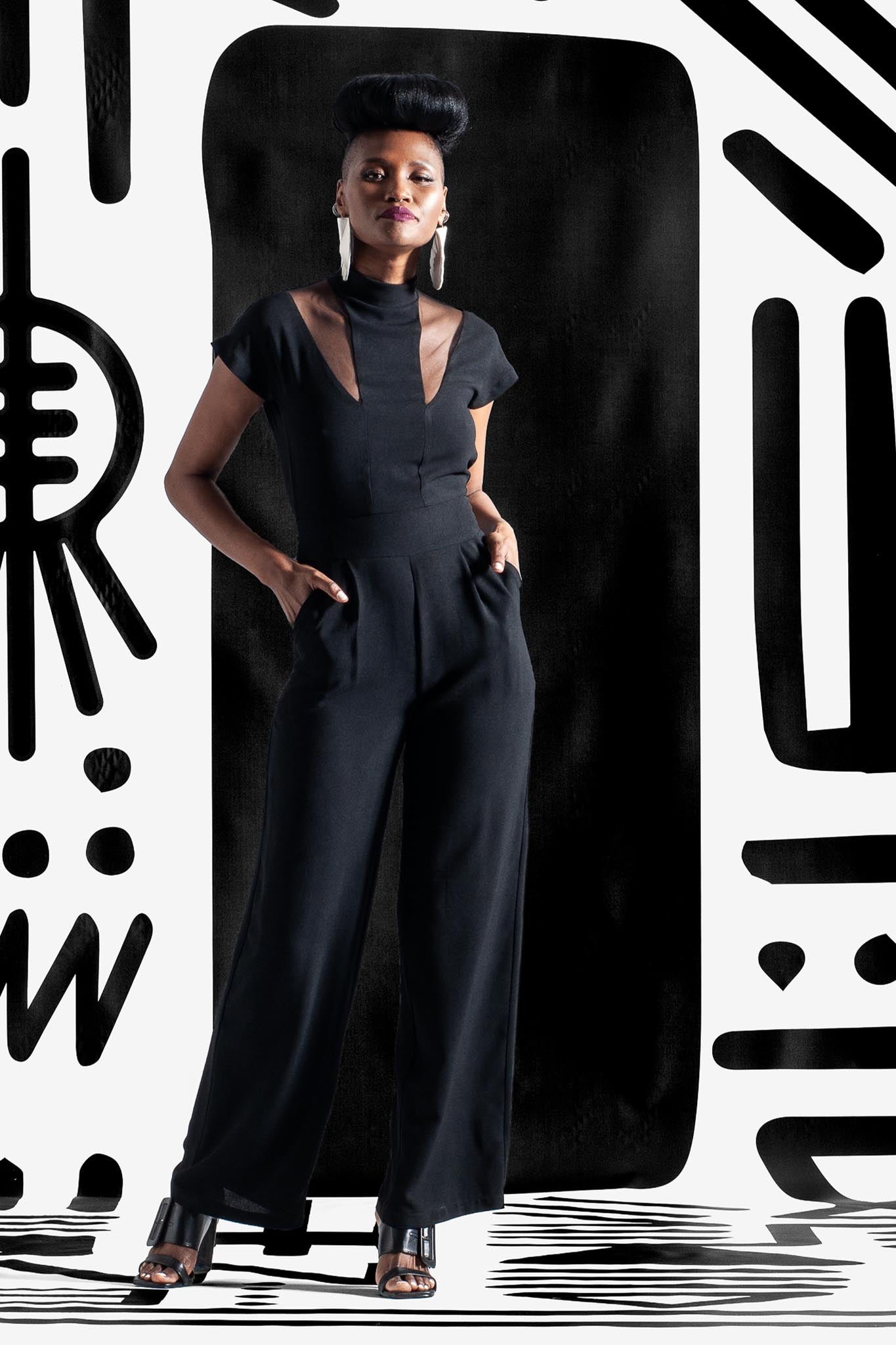 TENDAI Black Jumpsuits & Rompers Leigh Schubert