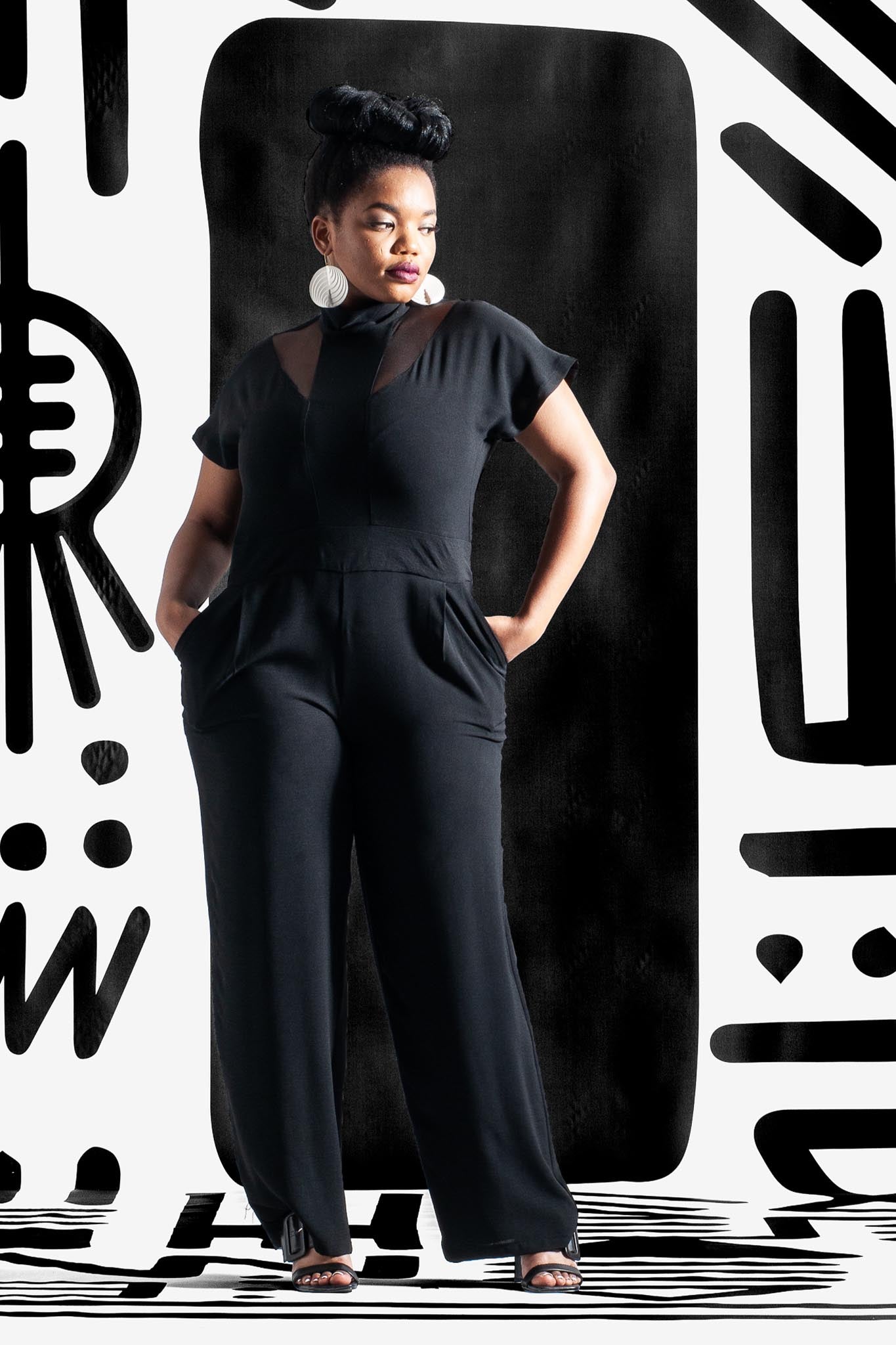 TENDAI Black Jumpsuits & Rompers Leigh Schubert