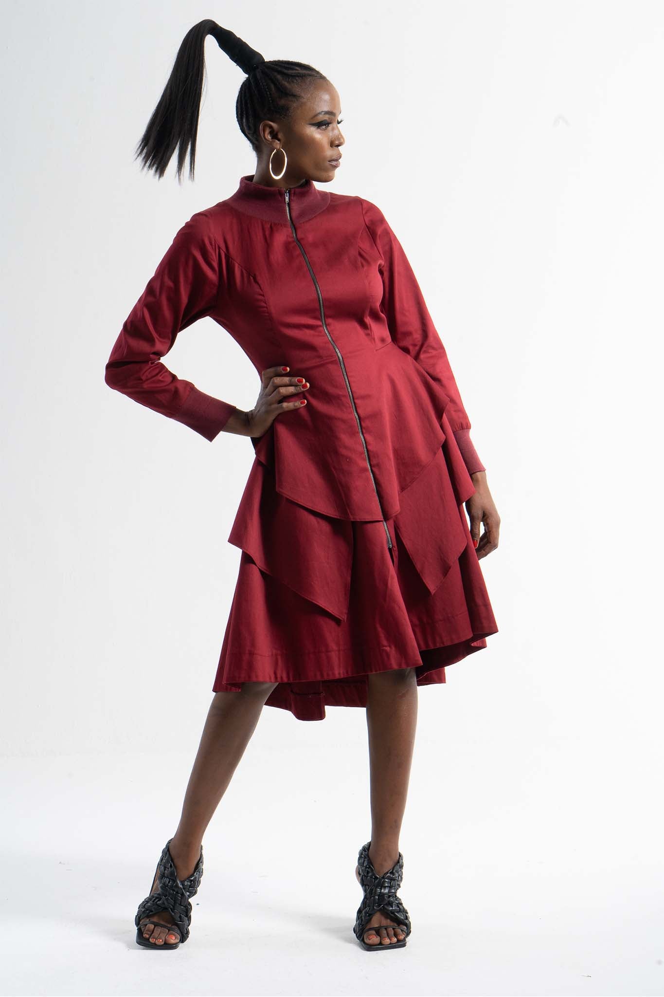VENANTIA Claret Coat Dresses Leigh Schubert