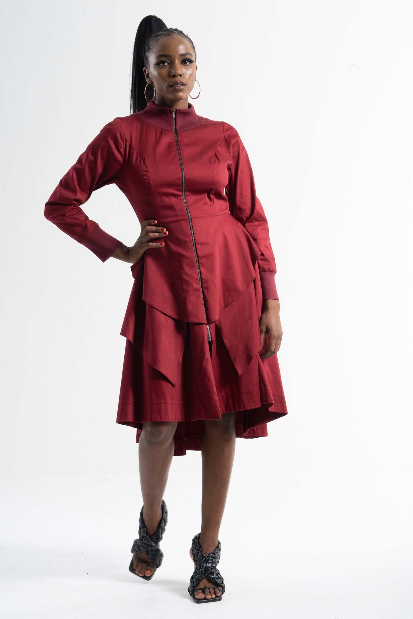 VENANTIA Claret Coat Dresses Leigh Schubert