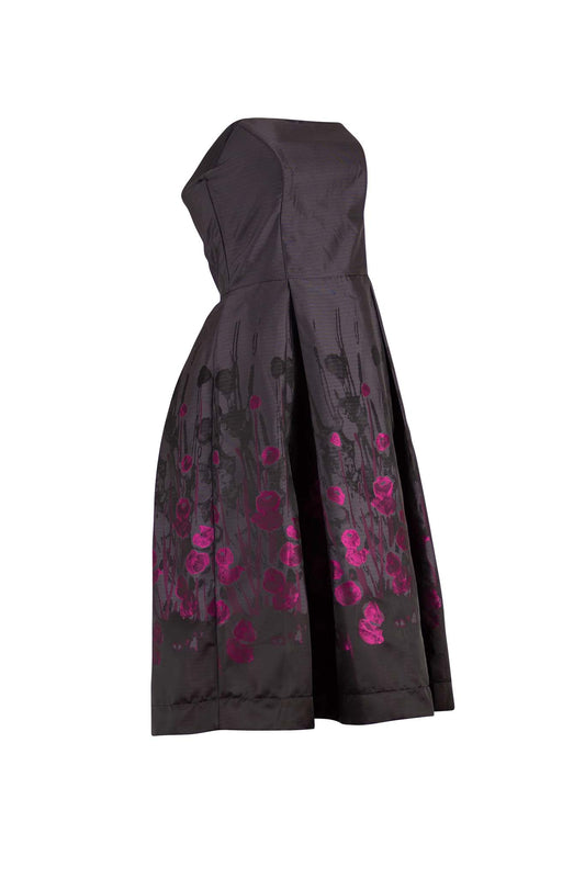 MEGAN Charcoal plum floral border Dresses Leigh Schubert