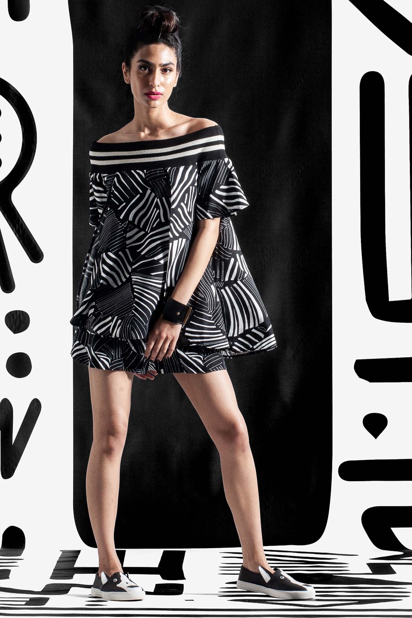 ANGELA Black Print Shirts & Tops Leigh Schubert