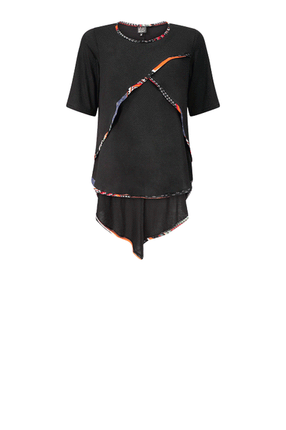 JANET Black Multi Trim Shirts & Tops Leigh Schubert