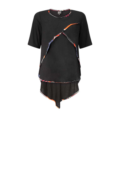 JANET Black Multi Trim Shirts & Tops Leigh Schubert