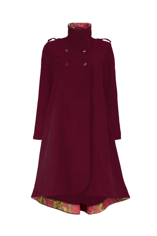 JULIAN Burgundy with Tiger print facing contrast