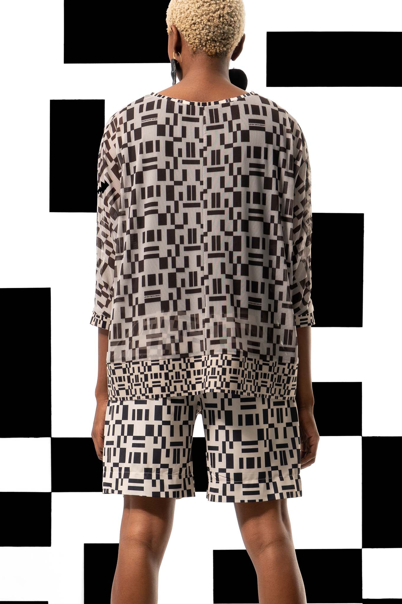 Leigh Schubert LIMA Black Beige Print Linen.