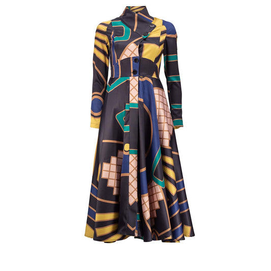 MANHATTAN Black Multi Octave Print Coat Dresses Leigh Schubert