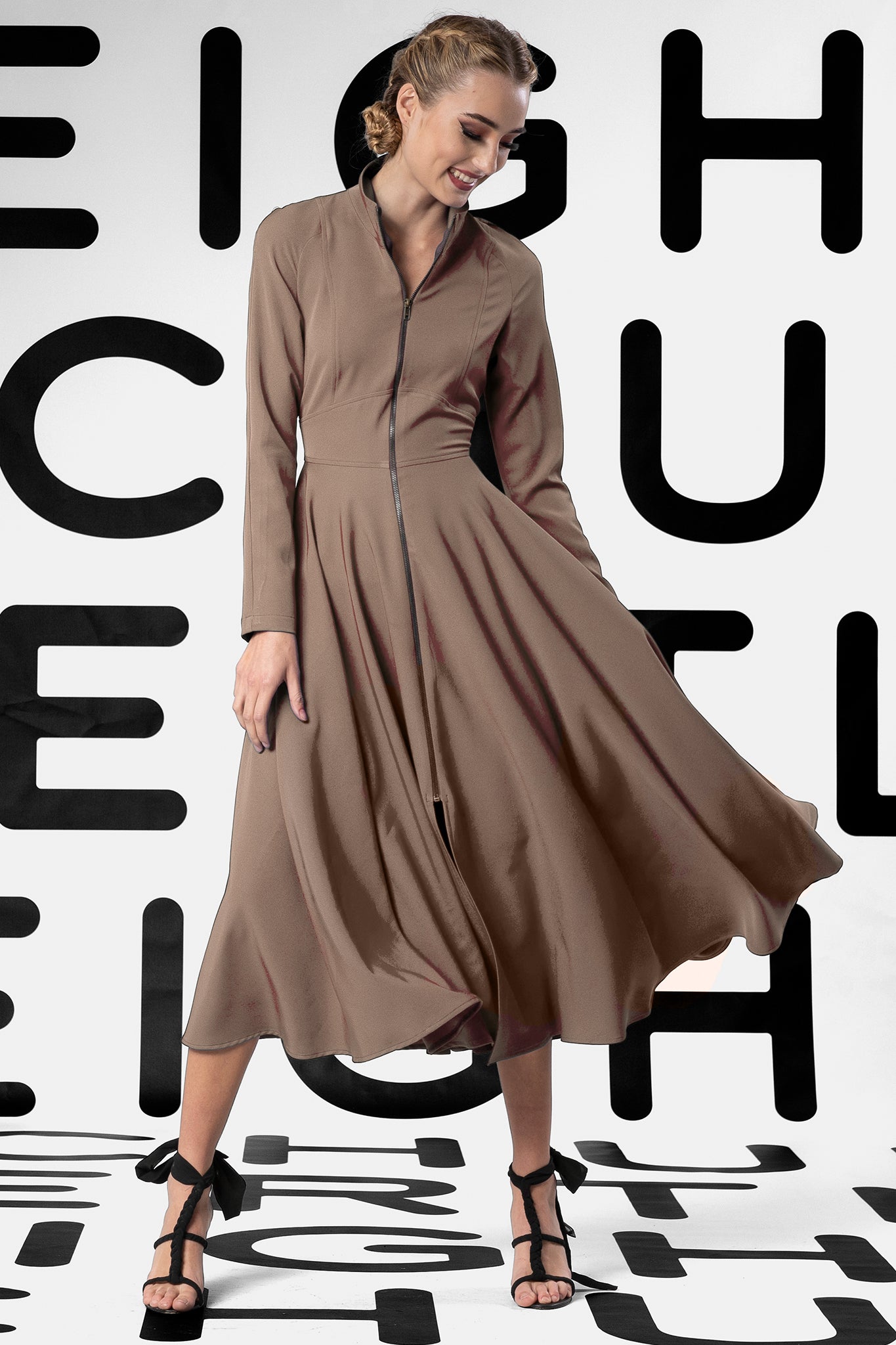 PRESLEY Mocca, Black Topstitch