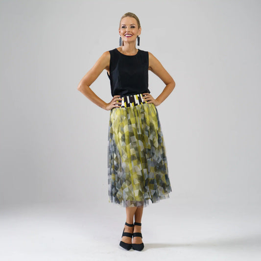 FENNELLA Citroen black grey print Skirts Leigh Schubert