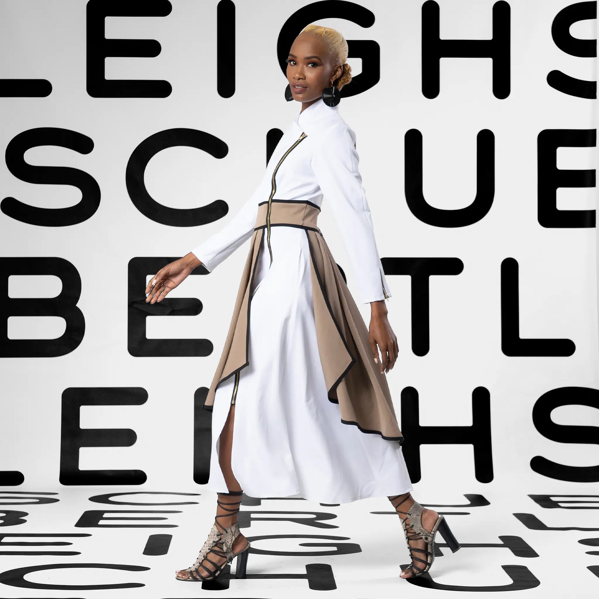 Leigh Schubert Coat Dresses PAPRIKA White Mocha