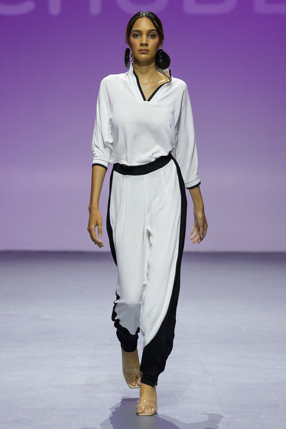 SEBASTIAN Pants White Black Leigh Schubert