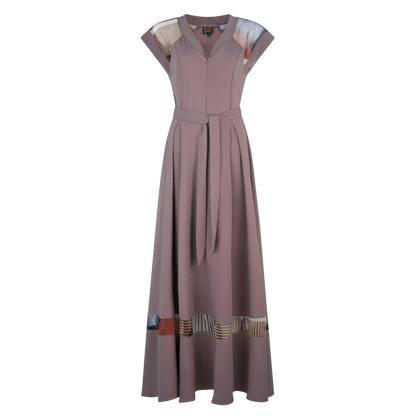 SIA Mocha w Multi Print insets Dresses Leigh Schubert