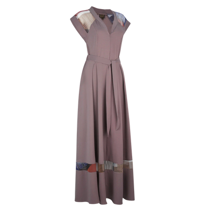 SIA Mocha w Multi Print insets Dresses Leigh Schubert