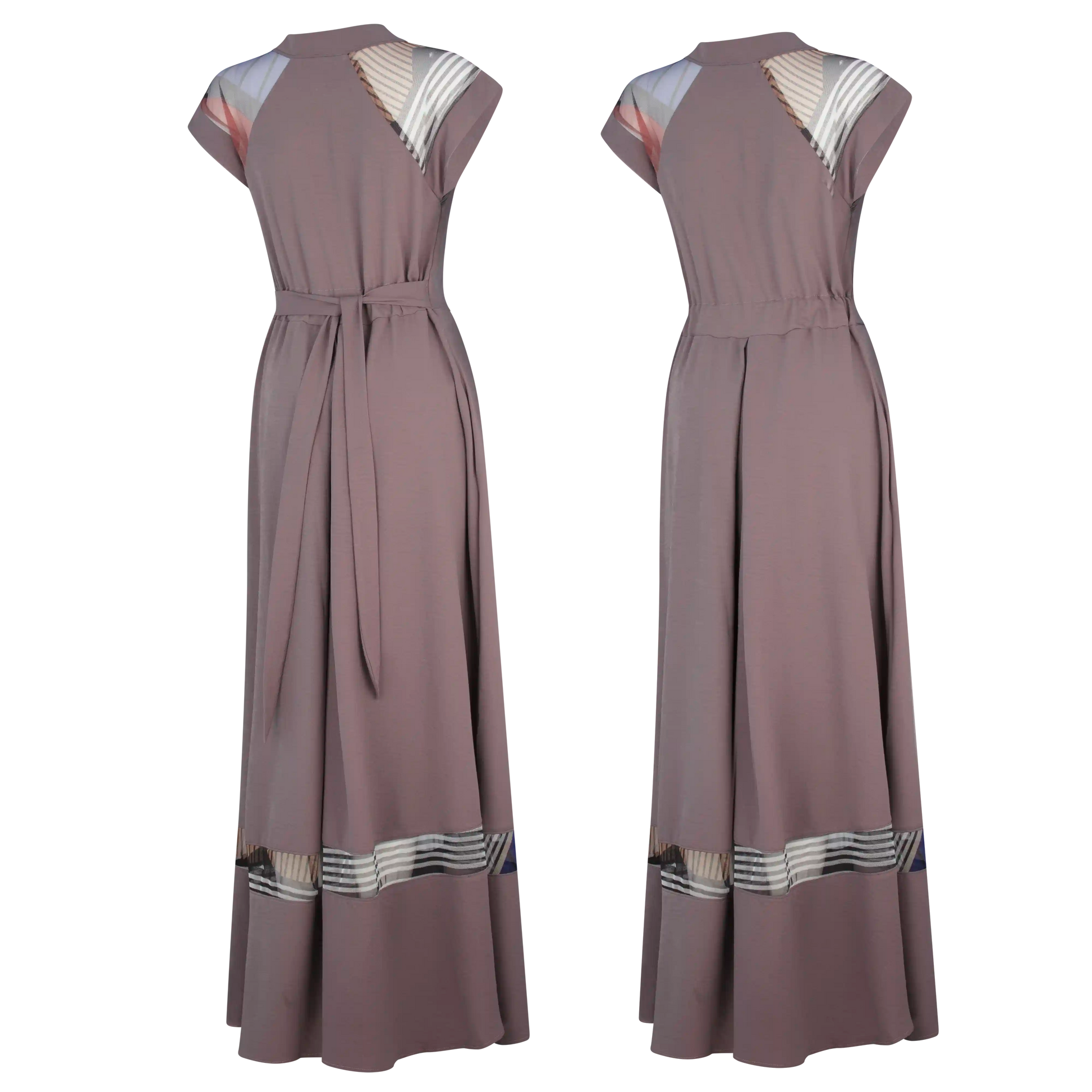SIA Mocha w Multi Print insets Dresses Leigh Schubert