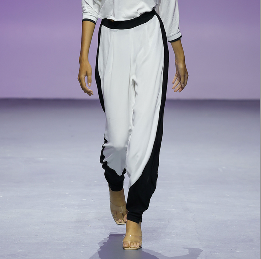 SEBASTIAN Pants White Black Leigh Schubert