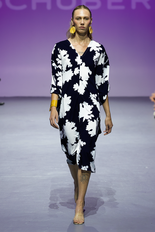 SHUREE Monochrome Floral Print Black White Leigh Schubert