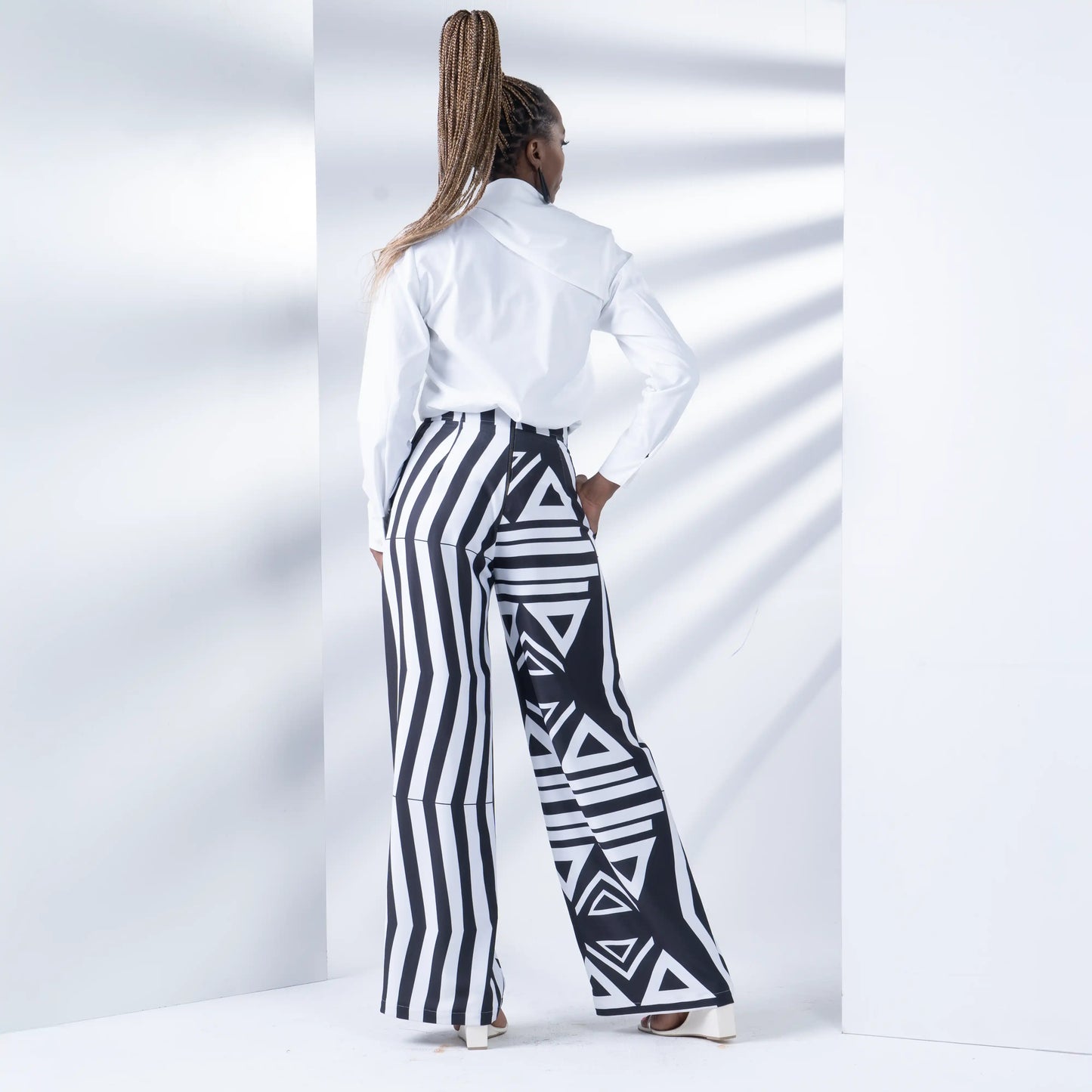 Leigh Schubert Pants WENDI Print Black White